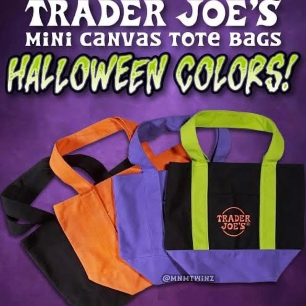 Trader Joe's Mini Canvas Tote Bags - Halloween Colors